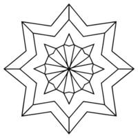 coloring pages for kids, bold line art, squares arranged in a layered mandala with star-shaped vector