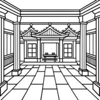 cartoon, the room of the imperial palace is empty from the inside, illustration line art vector