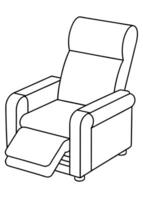 a coloring page of an recliner with no color just black lines, illustration line art vector