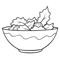 Coloring page with salad in bowl vector