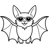 A bat with sunglasses coloring page vector