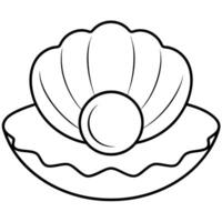 A shell with a pearl in it coloring page vector