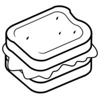A sandwich is shown in an outline drawing vector