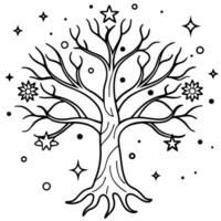 A tree with stars and snowflakes on it vector