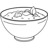 Bowl of soup coloring page vector