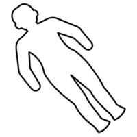 A black and white outline of a person lying on the ground vector