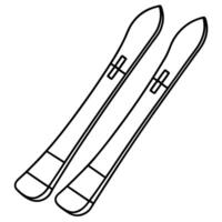 cartoon, realistic simple skis, illustration line art vector