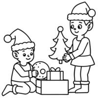 Christmas coloring pages for kids vector