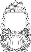 A thanksgiving frame with pumpkins and leaves vector