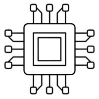 a ai chip icon on white background, illustration line art vector