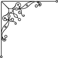 A black and white drawing of a corner with swirls vector