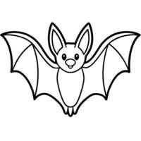 A bat coloring page with a black and white outline vector
