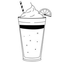 A black and white drawing of a milkshake vector