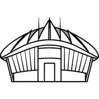 A black and white drawing of a building vector