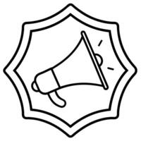 cheers megaphone monogram frame icon on white background, illustration line art vector