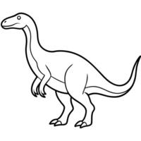 A dinosaur coloring page with a black and white outline vector