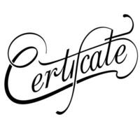 a design with the word certificate prominently displayed in elegant, stylish black typography on a vector