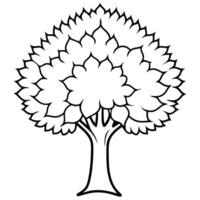 A tree with leaves coloring page vector