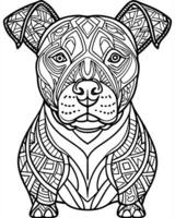 A dog with tribal patterns on its face coloring page vector