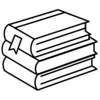 A black and white drawing of a stack of books vector