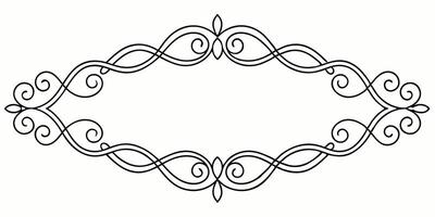 A black and white drawing of a frame with swirls vector
