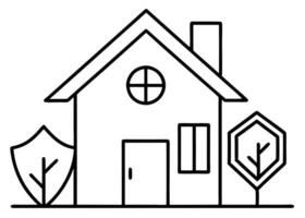 House with tree and stop sign illustration vector