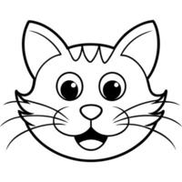 a playful, cartoon-style icon of a cats face with exaggerated whiskers and big eyes, vector