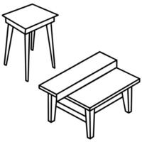 A drawing of a table and stool vector