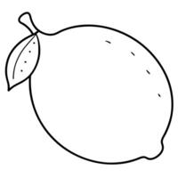A lemon is drawn in black and white vector