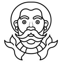 A man with a mustache and beard is shown in a black and white drawing vector