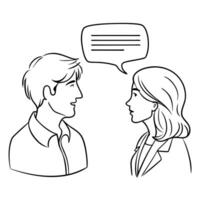 A man and woman talking to each other with speech bubbles vector