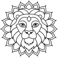 A lion head with a mandala pattern on it vector