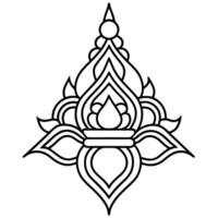 A black and white drawing of a thai style flower vector