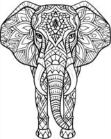 An elephant coloring page with a patterned design vector