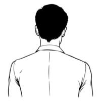 The back of a man's head in a black and white drawing vector