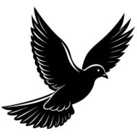 A black and white silhouette of a dove vector