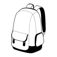 A black and white drawing of a backpack vector