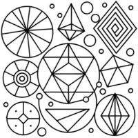 Geometric shapes coloring pages vector