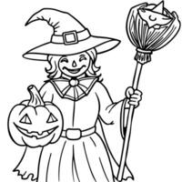 Halloween witch coloring pages vector