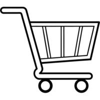 a shopping cart icon, illustration line art vector