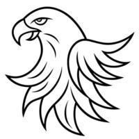 Eagle head outline on white background vector