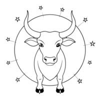 The bull is in the center of the moon and stars vector