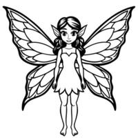 A fairy with wings coloring page vector