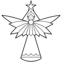 a close-up of a tree topper in the shape of an angel, illustration line art vector