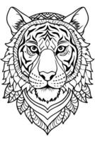 Tiger coloring pages for adults vector