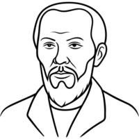 A man with a beard and mustache in black and white vector