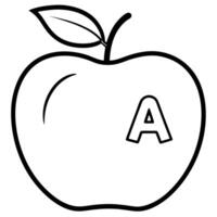 A coloring page with an apple and letter a vector