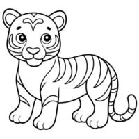 Tiger coloring pages for kids vector