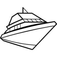 A boat is drawn in black and white vector