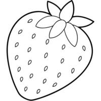 a coloring page of an food strawberry with no color just black lines, illustration line art vector